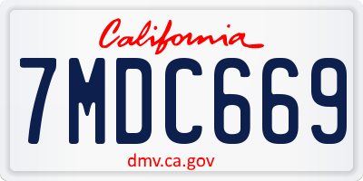 CA license plate 7MDC669