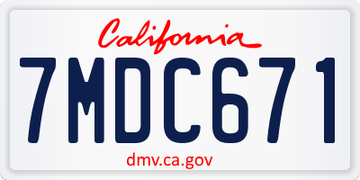 CA license plate 7MDC671