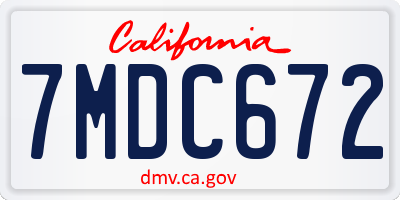CA license plate 7MDC672
