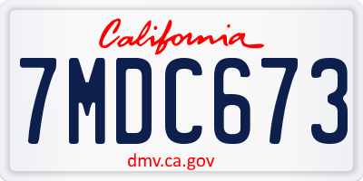 CA license plate 7MDC673