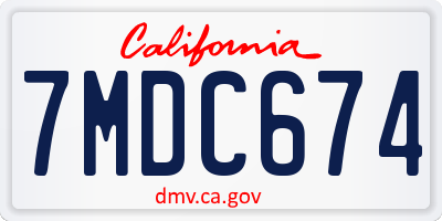 CA license plate 7MDC674