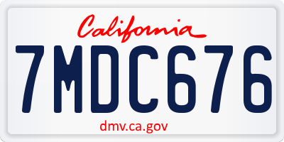 CA license plate 7MDC676