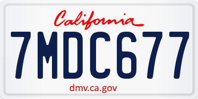 CA license plate 7MDC677