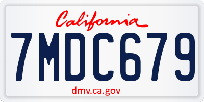 CA license plate 7MDC679