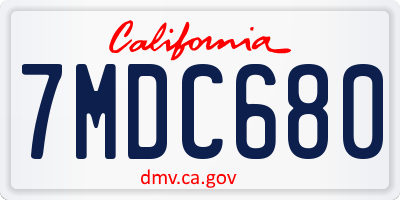 CA license plate 7MDC680
