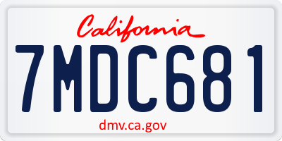 CA license plate 7MDC681