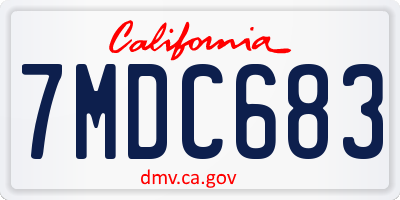 CA license plate 7MDC683