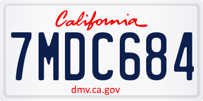CA license plate 7MDC684