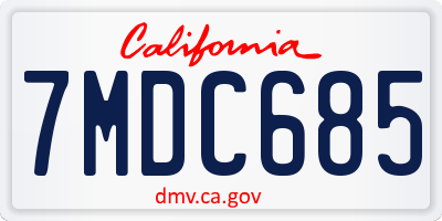 CA license plate 7MDC685