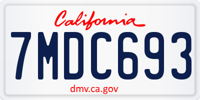 CA license plate 7MDC693