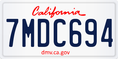 CA license plate 7MDC694