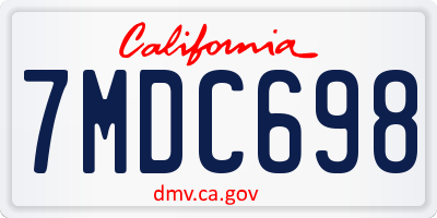 CA license plate 7MDC698