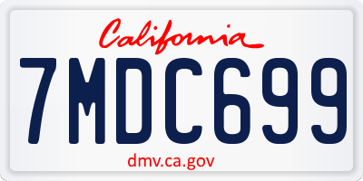 CA license plate 7MDC699