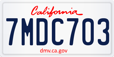 CA license plate 7MDC703