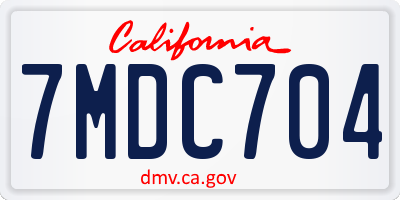 CA license plate 7MDC704