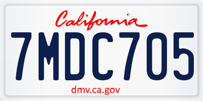 CA license plate 7MDC705