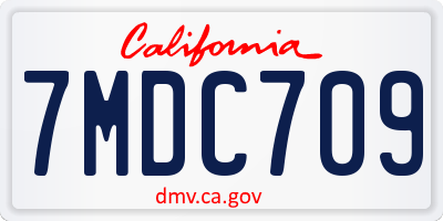 CA license plate 7MDC709