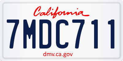 CA license plate 7MDC711
