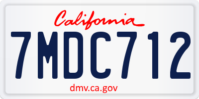 CA license plate 7MDC712