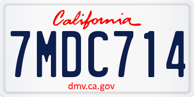 CA license plate 7MDC714