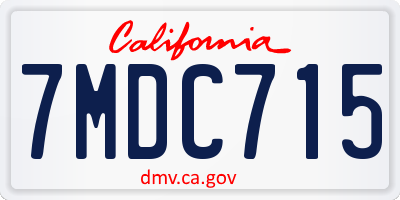 CA license plate 7MDC715
