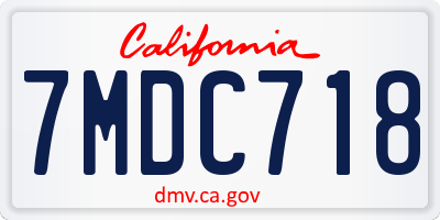 CA license plate 7MDC718