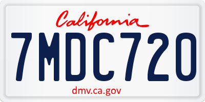 CA license plate 7MDC720