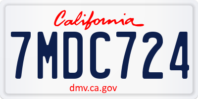 CA license plate 7MDC724