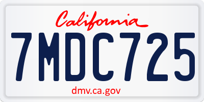 CA license plate 7MDC725