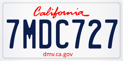 CA license plate 7MDC727