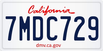 CA license plate 7MDC729