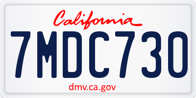 CA license plate 7MDC730