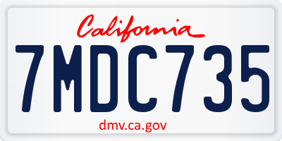 CA license plate 7MDC735