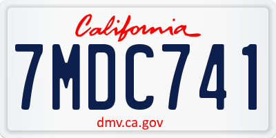 CA license plate 7MDC741