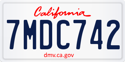 CA license plate 7MDC742