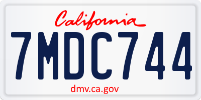 CA license plate 7MDC744