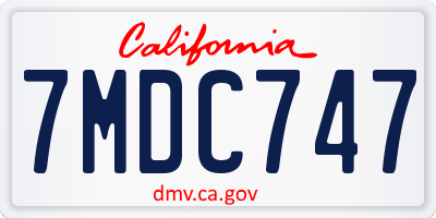 CA license plate 7MDC747