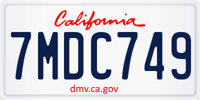 CA license plate 7MDC749