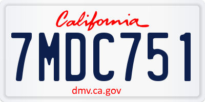 CA license plate 7MDC751