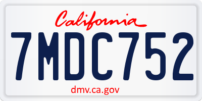 CA license plate 7MDC752