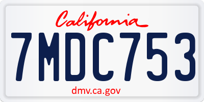 CA license plate 7MDC753