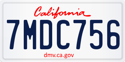 CA license plate 7MDC756