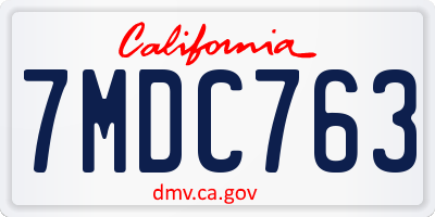 CA license plate 7MDC763
