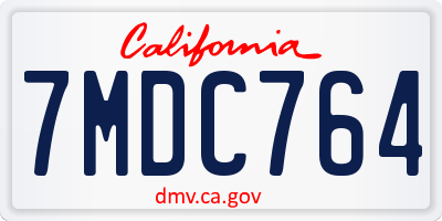 CA license plate 7MDC764