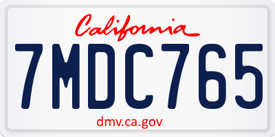 CA license plate 7MDC765