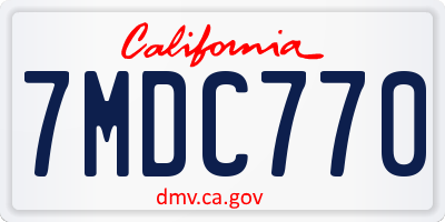 CA license plate 7MDC770