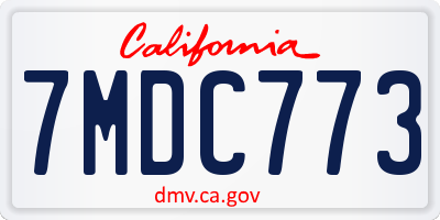 CA license plate 7MDC773