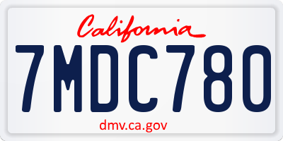 CA license plate 7MDC780
