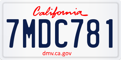 CA license plate 7MDC781