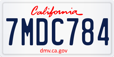 CA license plate 7MDC784